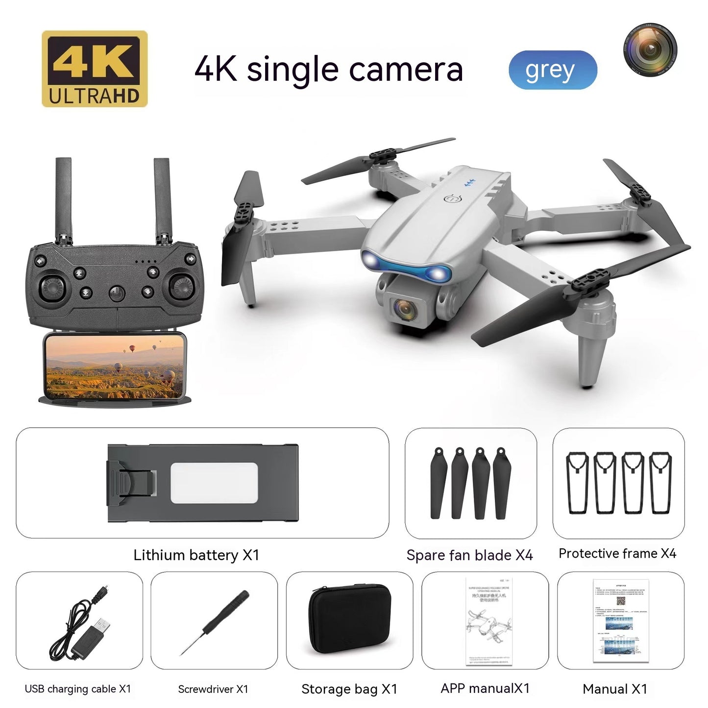 Drone aérien E99pro 4k caméra haute définition double caméra à trois côtés