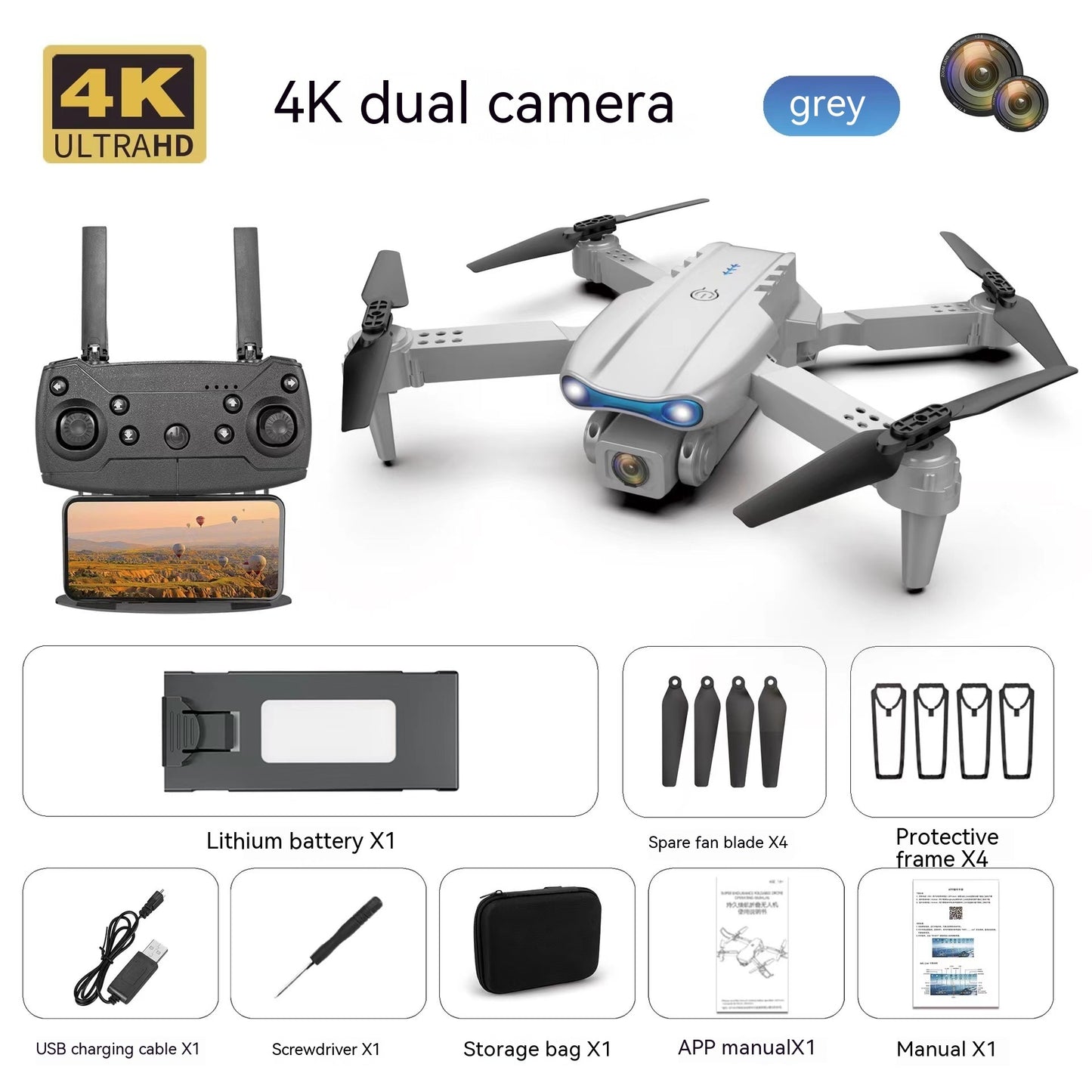 Drone aérien E99pro 4k caméra haute définition double caméra à trois côtés