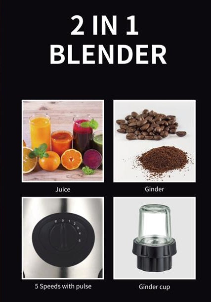 Blender Homestar GIB1.5: Combo Mélangeur et Broyeur Electrique 1000W