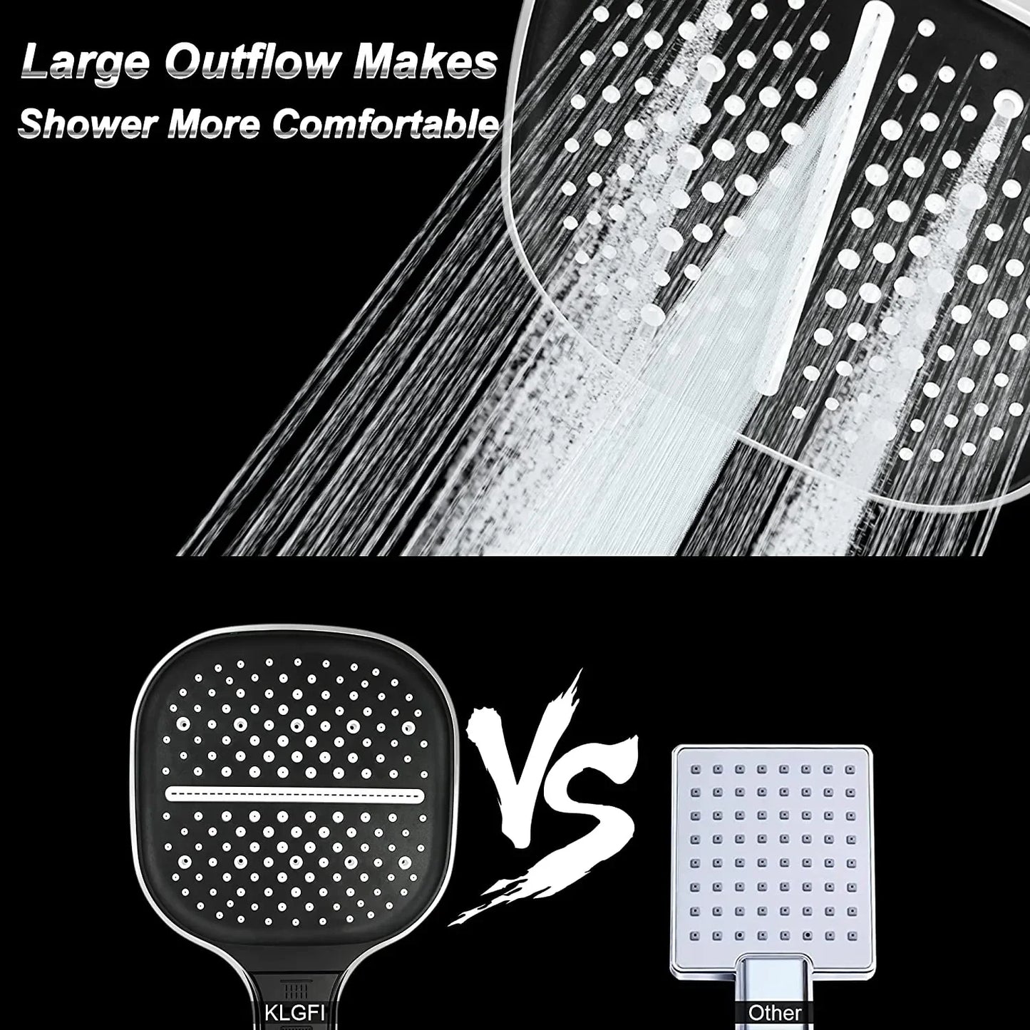 High Pressure Shower Head with 7 Spray Modes Universal Square Handheld Shower Head Powerful Water Saving