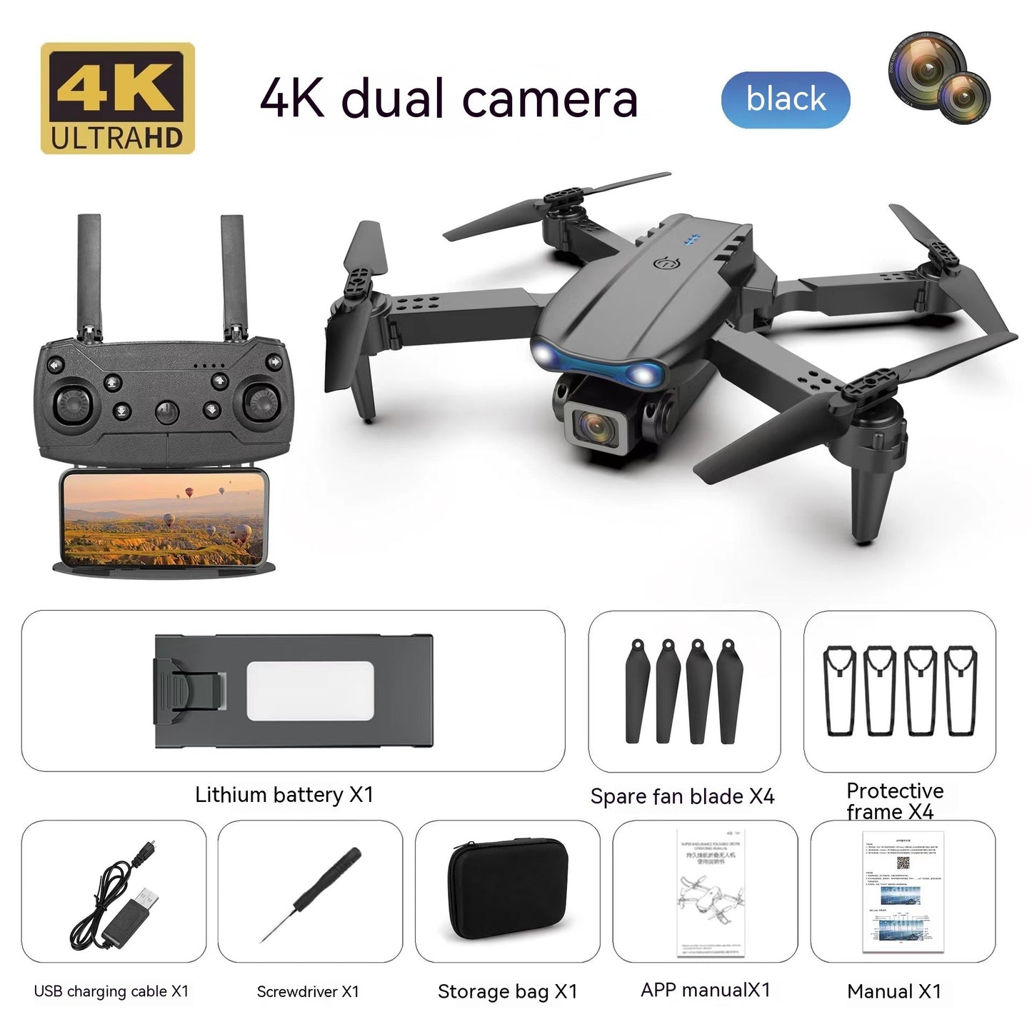 E99pro 4k aerial drone high-definition camera three-sided dual camera