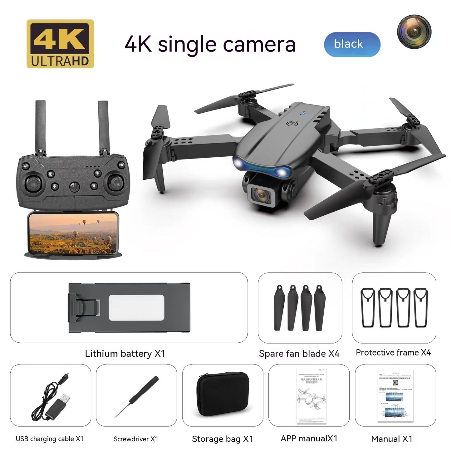 Drone aérien E99pro 4k caméra haute définition double caméra à trois côtés