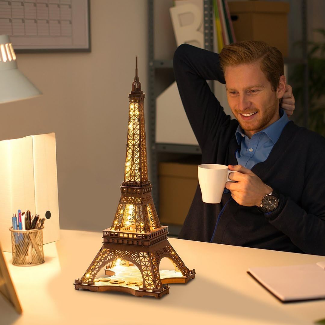 ROBOTIME Tour Eiffel Grand Puzzle en bois avec 4 spectacles de lumière