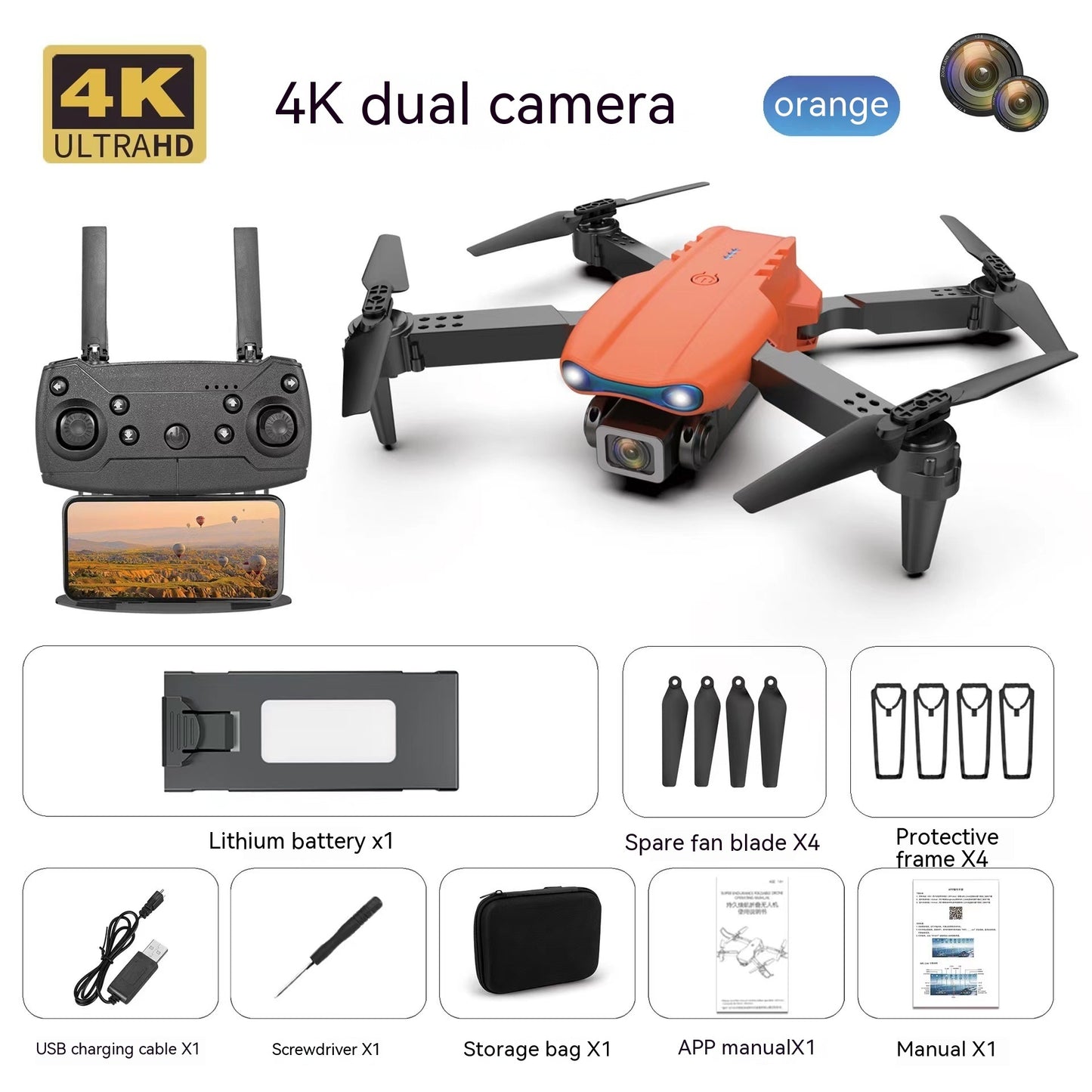 Drone aérien E99pro 4k caméra haute définition double caméra à trois côtés