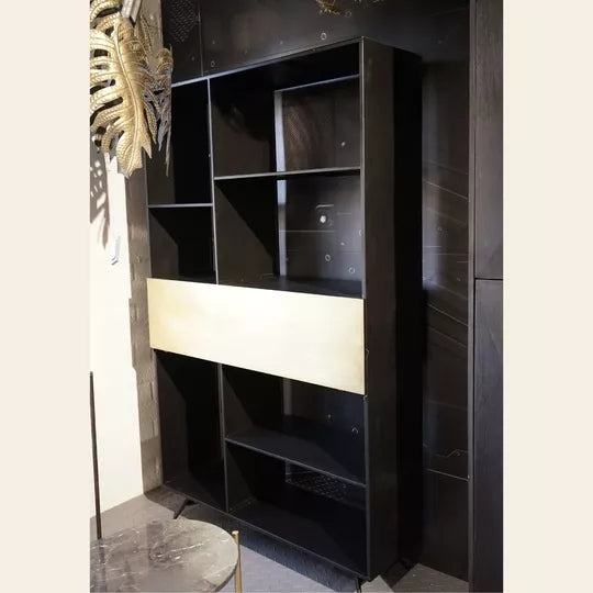 PTMD Sofie black metal shelf 184 cm